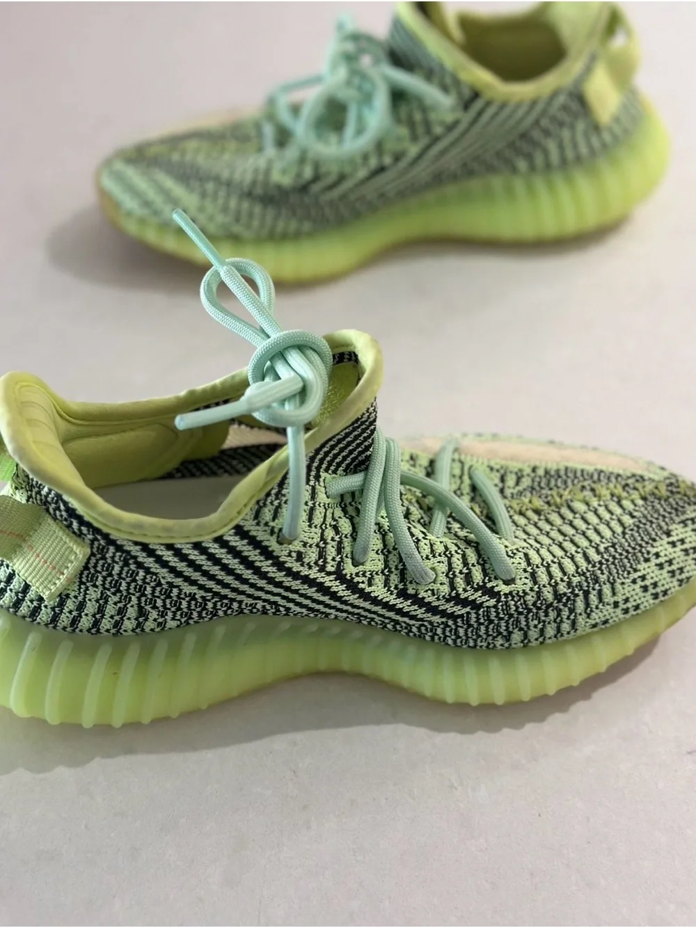 adidas Kids Neon Lime/Black Knit Low-Top Sneakers